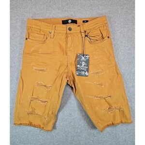 Jordan Craig Denim Jean Shorts Mens Size 32 Distressed Wheat Orange Shredded NWT